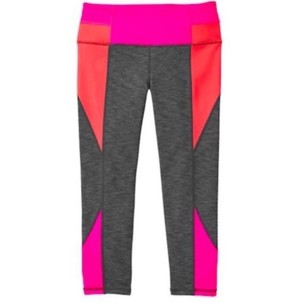 Athleta foldable waistband neon cropped leggings